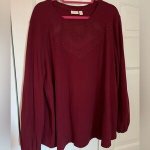 LOGO Lavish Waffle Top W/ Decorative Chest Detail